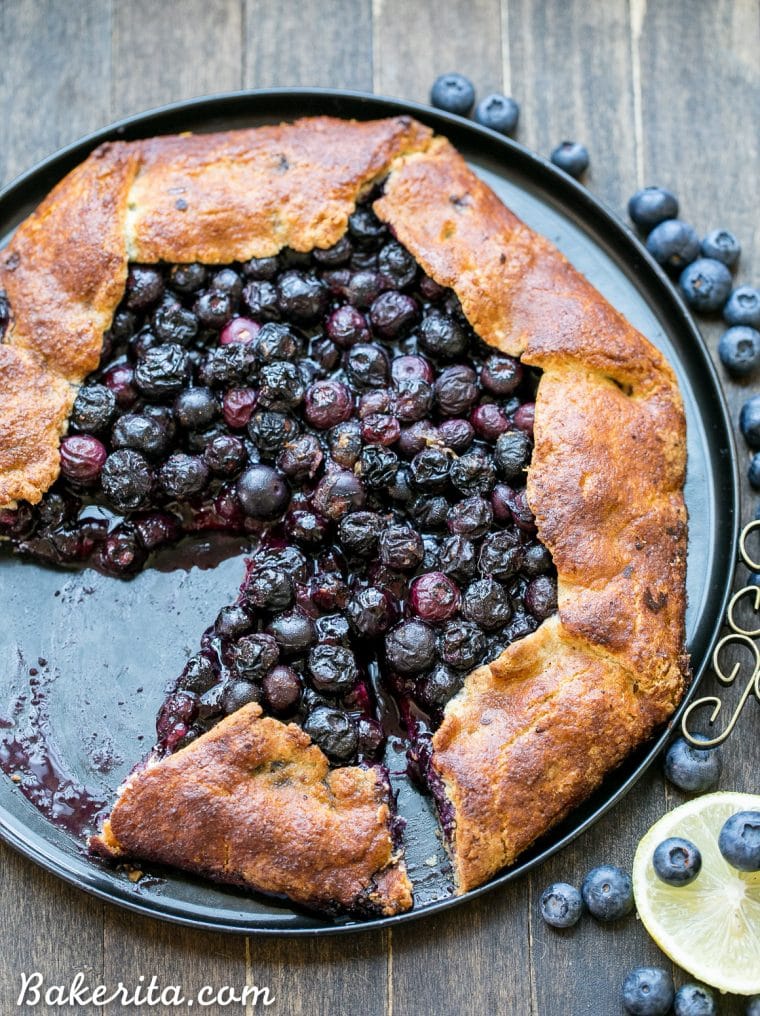 This Blueberry Galette is a delicious dessert that's easier to make than a pie, with the same fruity filling and super flaky crust. This healthier dessert is gluten free, Paleo-friendly, and refined sugar free.