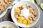 This Mango Pineapple Crumble has an irresistible coconut macadamia nut crumble topping. This is a gluten-free, vegan, and refined sugar free crumble that will bring your tastebuds to the tropics!