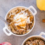 This Pear Apple Crisp combines two of the best fall fruits into one delicious crisp, flavored with vanilla, cinnamon and ginger and topped with a grain-free crumble topping. This crisp is gluten-free, Paleo, and vegan.