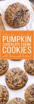 These Pumpkin Chocolate Chunk Cookies are made with browned butter, Cassonade sugar and flavored with cinnamon, nutmeg + cloves! You'll love the big dark chocolate chunks in these gluten-free + grain-free cookies.