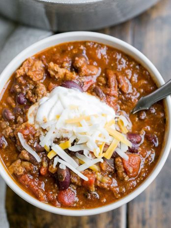 This recipe for My Best Chili is a major favorite around here! It's a hearty, warming chili made with ground beef, bacon, sausage, and just the right amount of kick.