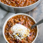 This recipe for My Best Chili is a major favorite around here! It's a hearty, warming chili made with ground beef, bacon, sausage, and just the right amount of kick.