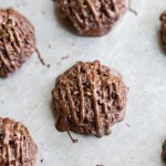 These rich Double Chocolate Macaroons are made super chocolatey with both cocoa powder and melted chocolate. These easy cookies are dipped and drizzled with chocolate, and they're gluten-free, Paleo + vegan.