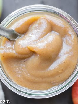 This Slow Cooker Apple Butter has no sugar added - just fresh apples, cinnamon, nutmeg, and a little lemon juice. This homemade healthy apple butter can be enjoyed on toast, stirred into oatmeal or yogurt, or eaten by the spoonful!