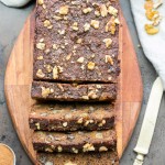 This Paleo Persimmon Bread is a healthy treat that uses pureed Fuyu persimmons for flavor and moisture, and is loaded with toasted walnuts & golden raisins! This gluten-free persimmon bread is spiced with cinnamon, ginger and allspice and makes a perfect breakfast or snack.