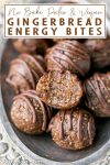 No baking required to make these Gingerbread Energy Bites! These gluten-free, Paleo + vegan energy bites are made with dates, pecans, and gingerbread spices - they're the perfect healthy snack to fuel your day.