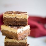 These Paleo Triple Chocolate Layer Bars have a chocolate pecan crust with a chocolate mousse layer and a buttercream topping! You're going to love this irresistible dessert.