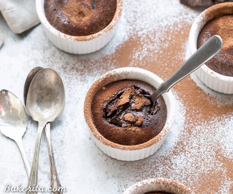 These Paleo Chocolate Melting Cakes are incredibly gooey, rich and chocolatey! This easy, five-ingredient recipe is a healthier take on Carnival's Chocolate Melting Cake. You'll love the melting, gooey center!
