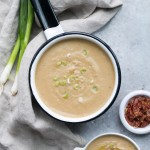 This Cauliflower Leek Soup tastes just like potato leek soup - it's incredibly flavorful and super creamy without ANY dairy needed! Made in just 30 minutes, this Paleo + Whole30-approved soup will definitely warm you up and satisfy - it's also easily made vegan.