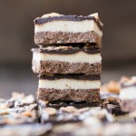 These Chocolate Coconut Bars have three irresistible layers - a chocolate shortbread crust, a melt-in-your-mouth coconut butter filling, and a chocolate topping with toasted coconut! Any coconut lover is going to love these gluten-free, Paleo + vegan dessert bars.