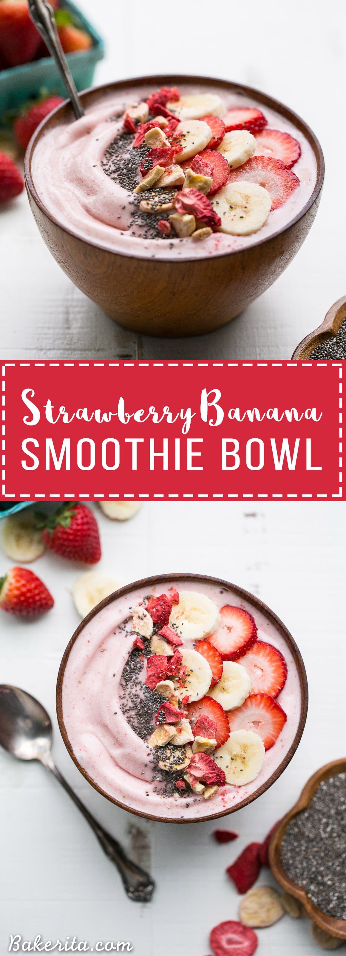 Strawberry Banana Smoothie Bowl Gluten Free, Paleo & Vegan