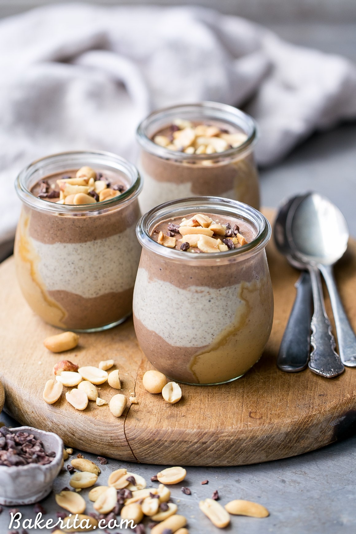 This Chocolate Peanut Butter Chia Pudding tastes like dessert, but it's made with wholesome ingredients that you can enjoy for breakfast! It's gluten-free, vegan, packed with protein, and it tastes like a peanut butter cup - what's not to love?