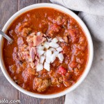 This Paleo Chili is a bean-free, Whole30-approved take on my award winning best chili recipe! It’s a hearty, flavorful chili made with ground beef, sausage, bacon and a wonderful blend of spices.