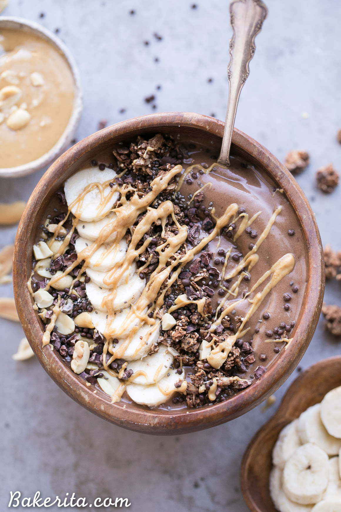 Chocolate Peanut Butter Smoothie Bowl • Bakerita