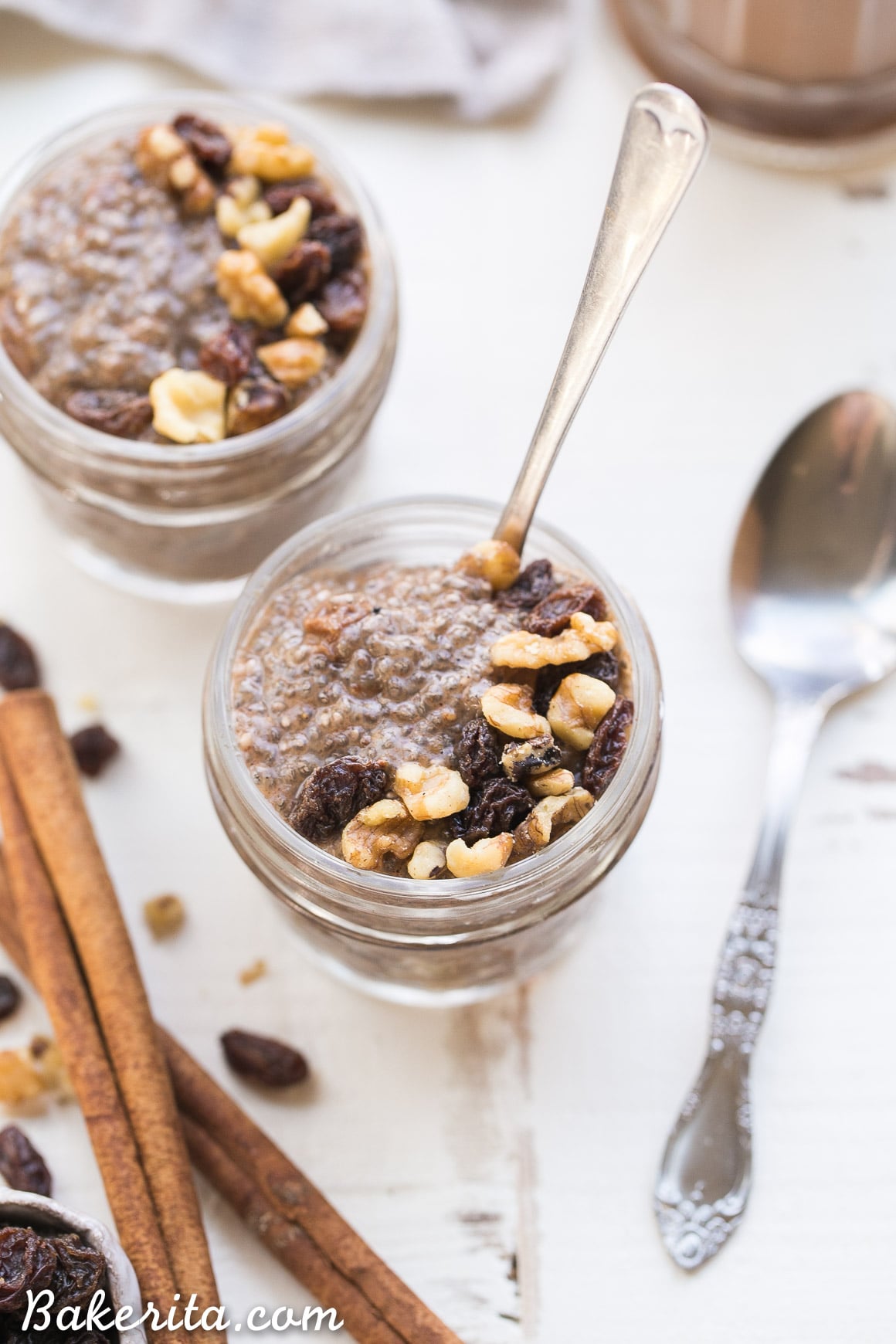 This Cinnamon Raisin Chia Pudding is an irresistibly delicious breakfast or snack made with only five ingredients and five minutes of prep. It's made with almond milk and naturally sweetened with dates, making it Paleo, vegan, and Whole30-compliant.