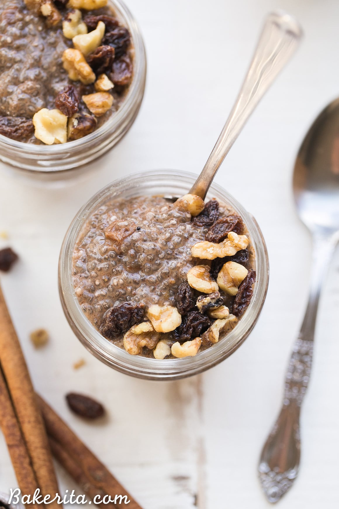 This Cinnamon Raisin Chia Pudding is an irresistibly delicious breakfast or snack made with only five ingredients and five minutes of prep. It's made with almond milk and naturally sweetened with dates, making it Paleo, vegan, and Whole30-compliant.