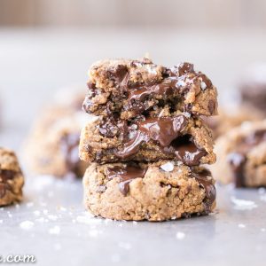 These Coconut Flour Chocolate Chip Cookies are ready in just 20 minutes and they are SO gooey, thick, and delicious. These easy cookies are Paleo, vegan, and nut-free.