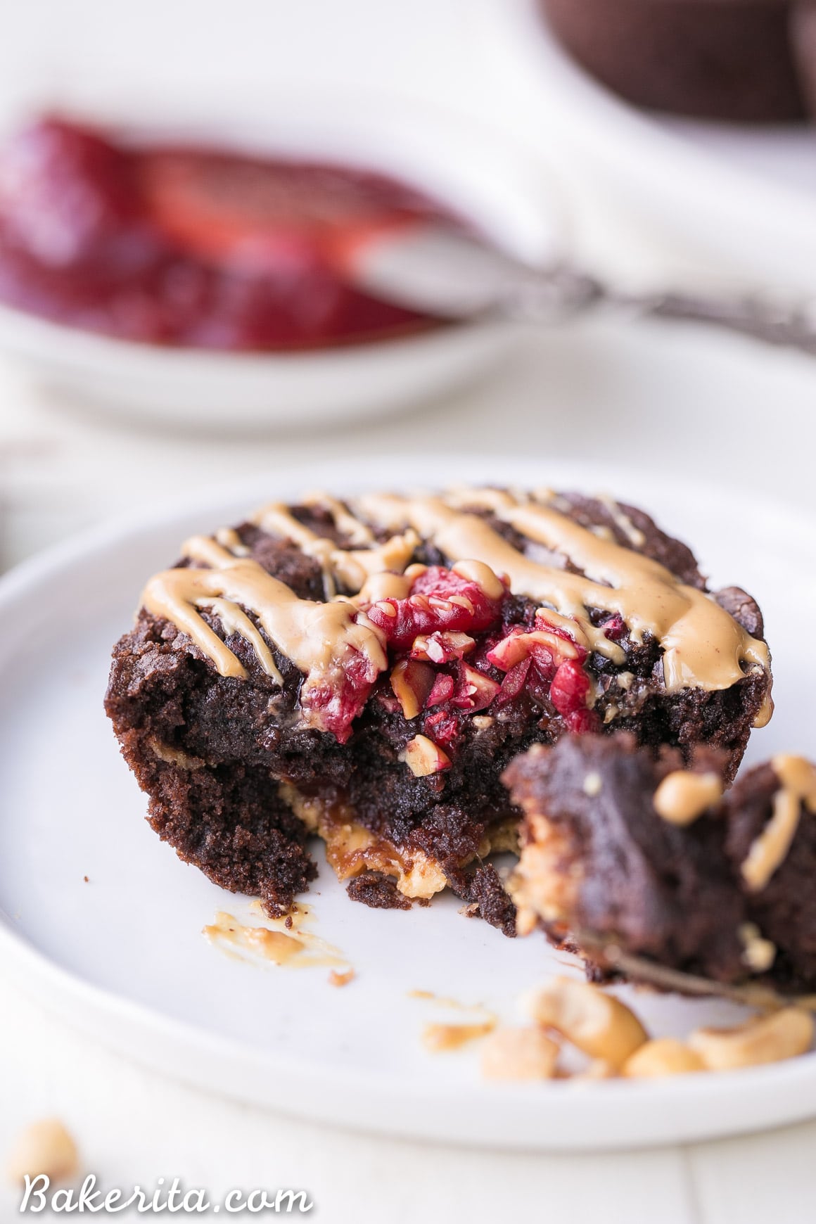 These Gluten Free Peanut Butter & Jelly Brownie Bites are fudgy and flavorful, with a surprise of peanut butter and jelly on the inside of each brownie! If you're a peanut butter & jelly fan, you're going to love these.