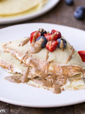 These Paleo Crepes can make any meal taste taste decadent, but they're made with healthy, clean ingredients. The batter is made in the blender in just a few minutes and they only take a minute or two to cook. You can fill them with any sweet or savory fillings you can think of! The possibilities are endless...