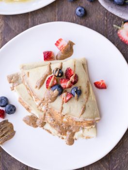 These Paleo Crepes can make any meal taste taste decadent, but they're made with healthy, clean ingredients. The batter is made in the blender in just a few minutes and they only take a minute or two to cook. You can fill them with any sweet or savory fillings you can think of! The possibilities are endless...