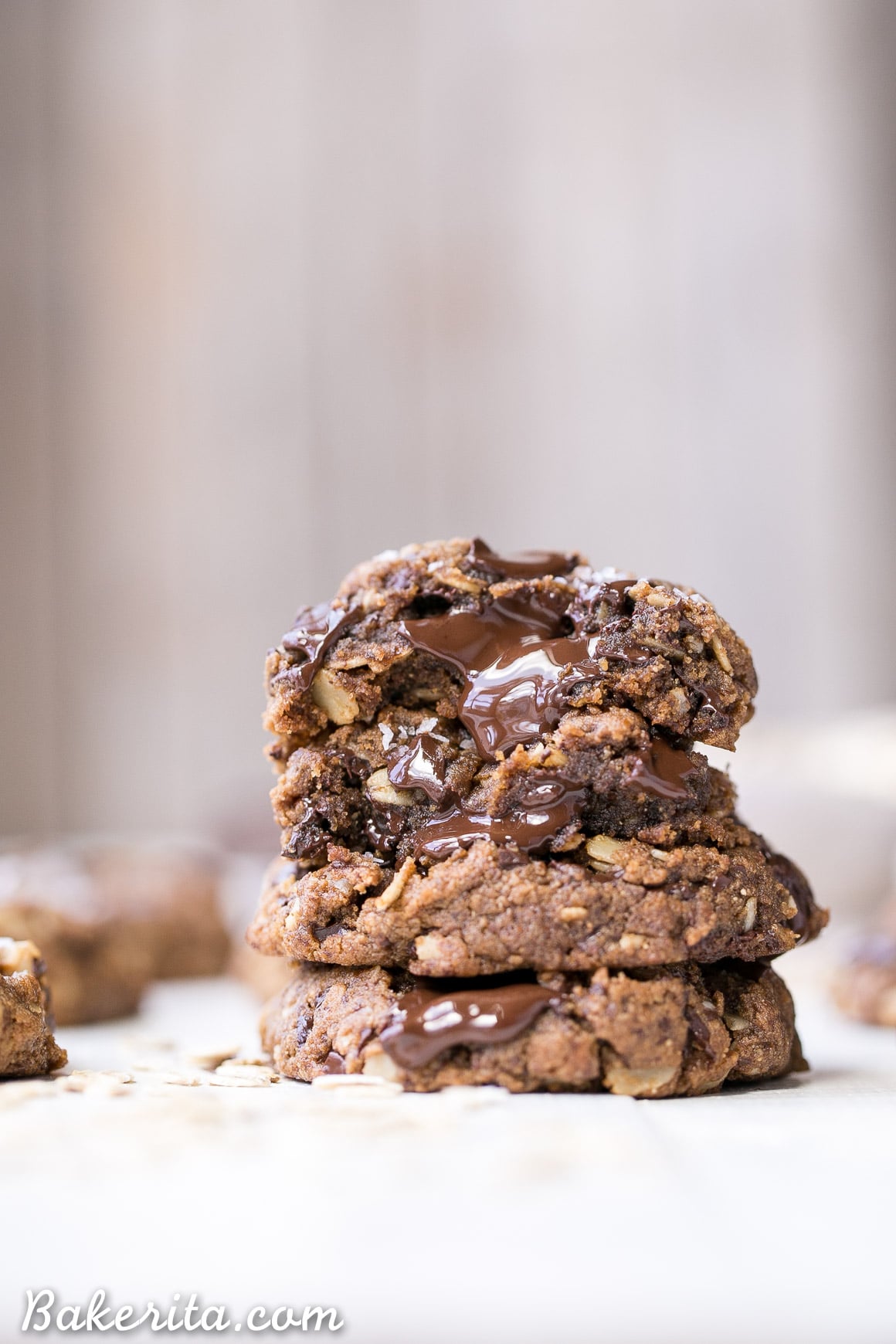 These Oatmeal Chocolate Chip Cookies are gooey in the center with crispy edges and big chocolate chunks, just as the best cookies are! These delicious cookies are gluten-free, refined sugar free, and vegan. 