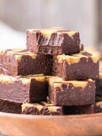This Easy Chocolate Peanut Butter Fudge is made with just four wholesome ingredients! This refined sugar free and vegan fudge is incredibly smooth, creamy, and melts in your mouth.