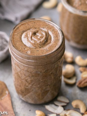 This Super Seed Nut Butter is made with a variety of nuts and seeds, creating a smooth and creamy spread that's super flavorful and loaded with nutrients. This delicious homemade nut + seed butter comes together quickly in a blender or food processor.