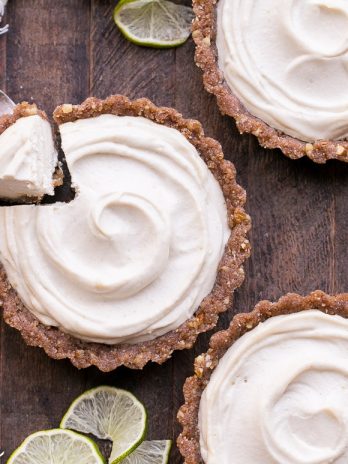 These No-Bake Lime Tarts are smooth and creamy with a bright, refreshing lime flavor. These no-bake, raw tarts are easy to make and they're gluten-free, paleo, and vegan. They're the perfect cool summer treat!