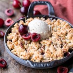 This Cherry Crisp has an irresistible grain-free crumble topping that will have your spoon diving in for more! It's a gluten-free, paleo, and vegan dessert that can be enjoyed all year round.