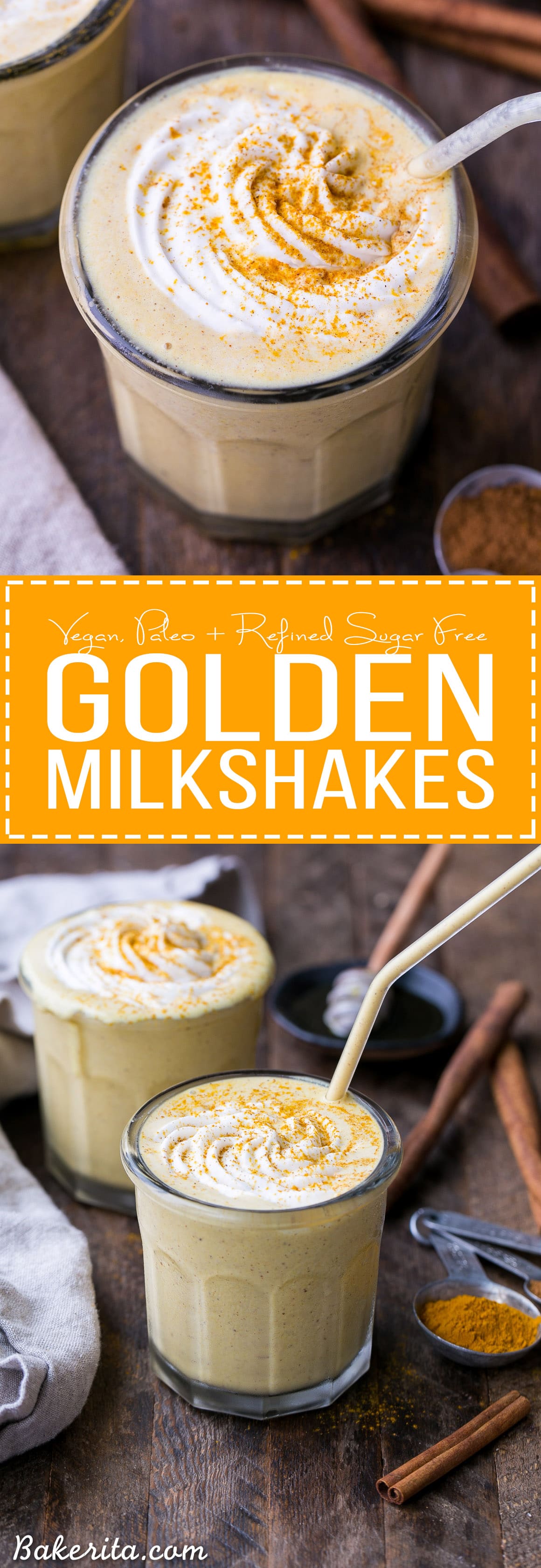 Golden Milkshakes are smooth, creamy, and refreshing, and they're loaded with anti-inflammatory turmeric and other health-boosting spices. This easy drink recipe is one you'll love sipping on hot days!