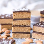 These No Bake Chocolate Almond Butter Bars are easy to make with just five ingredients and no baking necessary! You've got to sink your teeth into these rich gluten free, paleo and vegan bars.