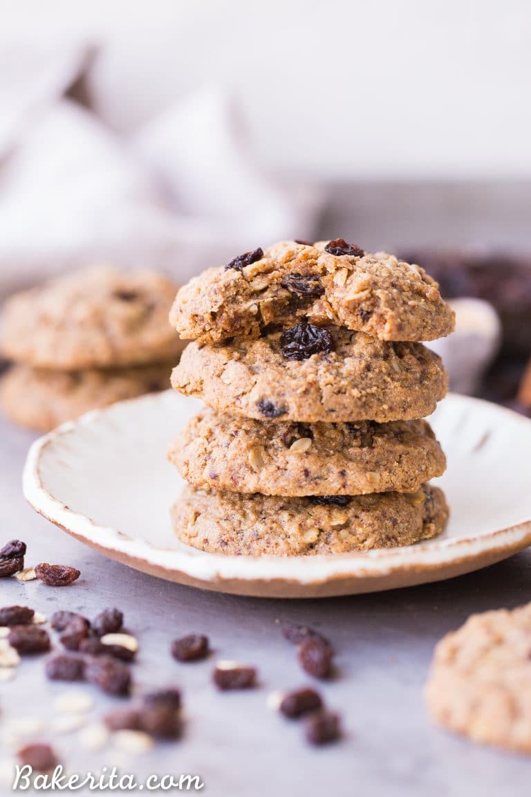 These Peanut Butter Oatmeal Raisin Cookies are the best oatmeal raisin cookies I've ever had! They're incredibly soft and chewy, with crispy edges and MAJOR peanut butter flavor. You won't believe they're gluten-free, refined sugar-free and vegan.