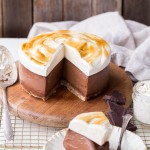This No Bake S'mores Cheesecake has a graham cracker flavored crust topped with chocolate ganache, rich chocolate "cheesecake" made with soaked cashews, and a layer of homemade toasted marshmallow on top! You'd never guess this decadent dessert is gluten-free, dairy-free, and Paleo.