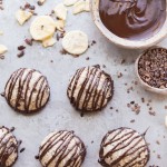 These No-Bake Chocolate Dipped Banana Macaroons are a quick and easy treat bursting with banana flavor! These gluten-free, paleo, vegan, and nut-free macaroons are hard to resist, especially once they're dipped and drizzled with dark chocolate.