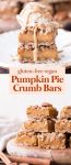 These Pumpkin Pie Crumb Bars are made with an oatmeal crust & crumble with a creamy pumpkin pie filling! You'll go nuts for these gluten-free, refined sugar-free and vegan pumpkin pie bars.