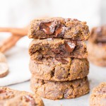 These Soft Chocolate Chip Pumpkin Cookies are a cakey and delicious spiced cookie that’s loaded with chocolate! If you like softer cookies, you’ll adore these gluten-free, paleo + vegan pumpkin cookies.