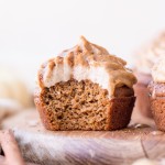 These Pumpkin Chai Cupcakes are soft, moist and bursting with warm chai spices and pumpkin flavor. They're topped with an irresistible cashew-based chai frosting that you'd never guess is paleo + vegan.