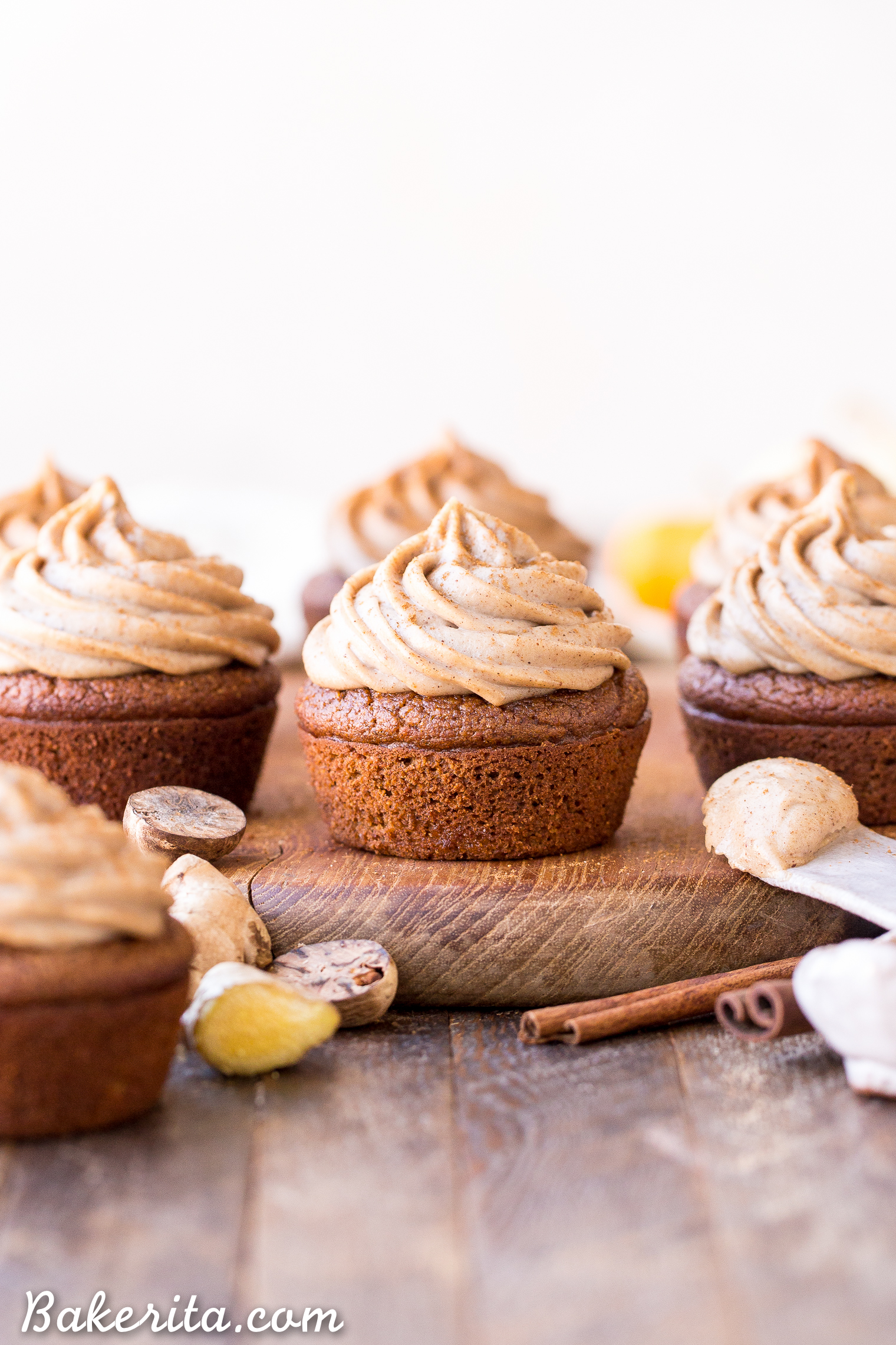 These Pumpkin Chai Cupcakes are soft, moist and bursting with warm chai spices and pumpkin flavor. They're topped with an irresistible cashew-based chai frosting that you'd never guess is paleo + vegan.
