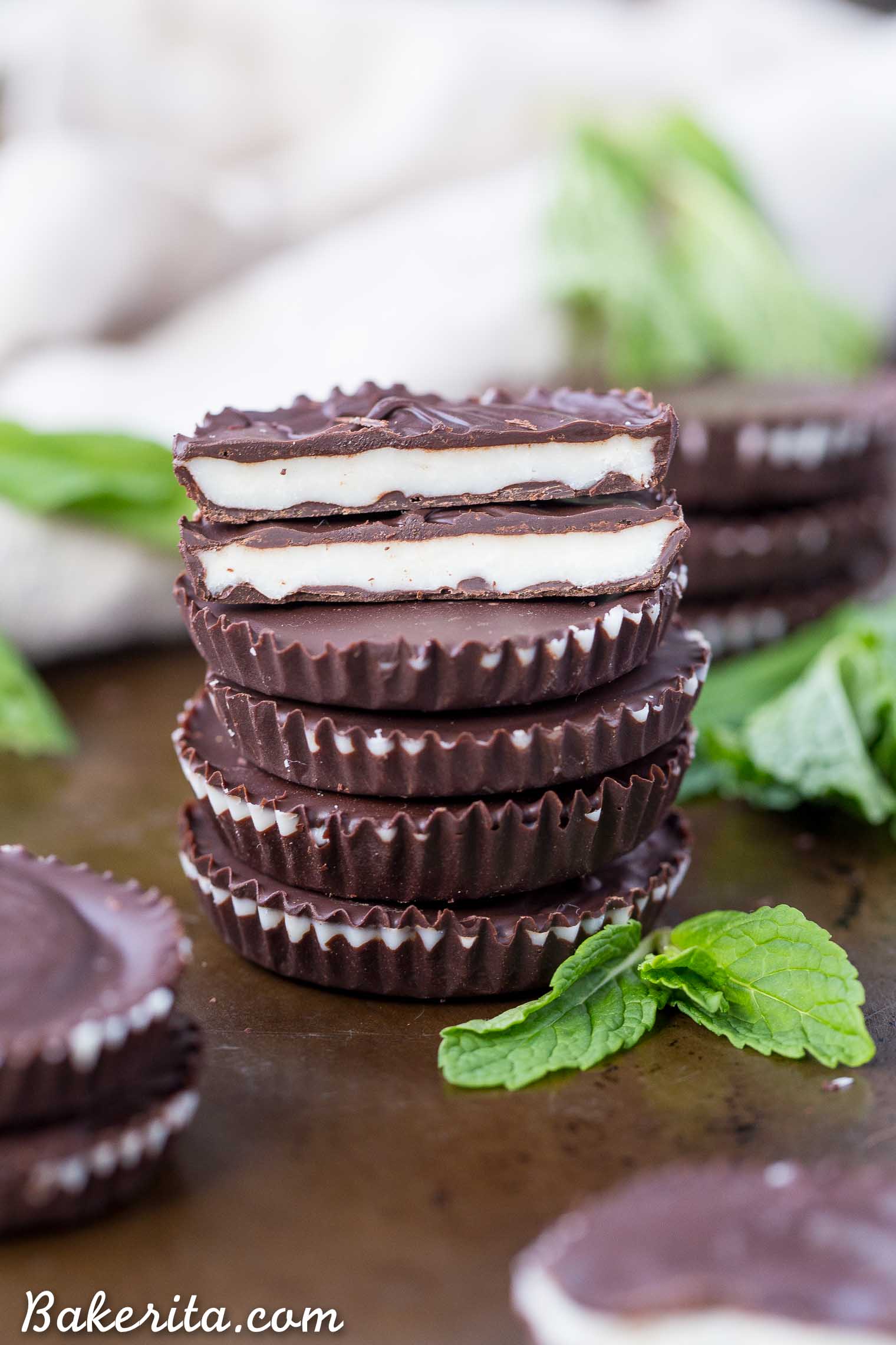 These Chocolate Peppermint Cups have a coconut butter peppermint filling, surrounded by homemade dark chocolate. You'll love these easy to make, gluten-free, paleo, and vegan homemade peppermint patties.