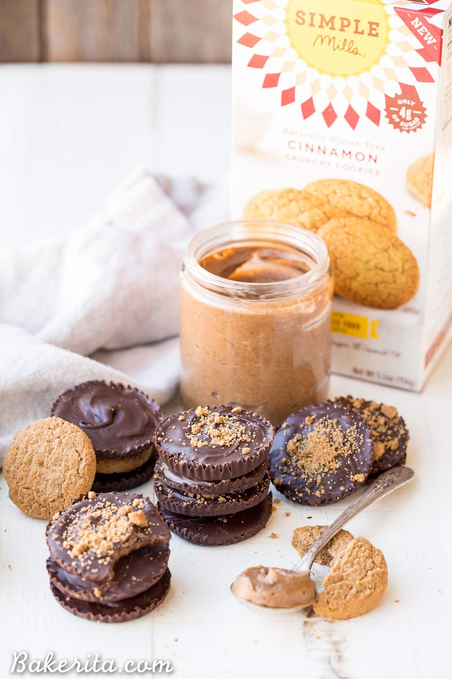 These Chocolate Cookie Butter Cups are filled with a lusciously smooth and creamy homemade cookie butter! I bet you'd never guess that these incredible homemade chocolate candies are gluten-free, paleo, and vegan.