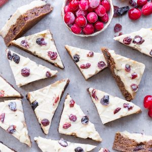 These Homemade Cranberry Bliss Bars are a homemade take on the Starbucks' holiday favorite! These cakey blondies are chewy and loaded with cranberry, orange, and white chocolate flavors. They're gluten free, paleo and vegan.