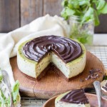 This No Bake Mint Chip Cheesecake is a healthier paleo and vegan cheesecake, made with a creamy cashew base. It has a nutty chocolate crust and a smooth and minty filling, with crunchy cacao nibs throughout and creamy dark chocolate ganache on top.