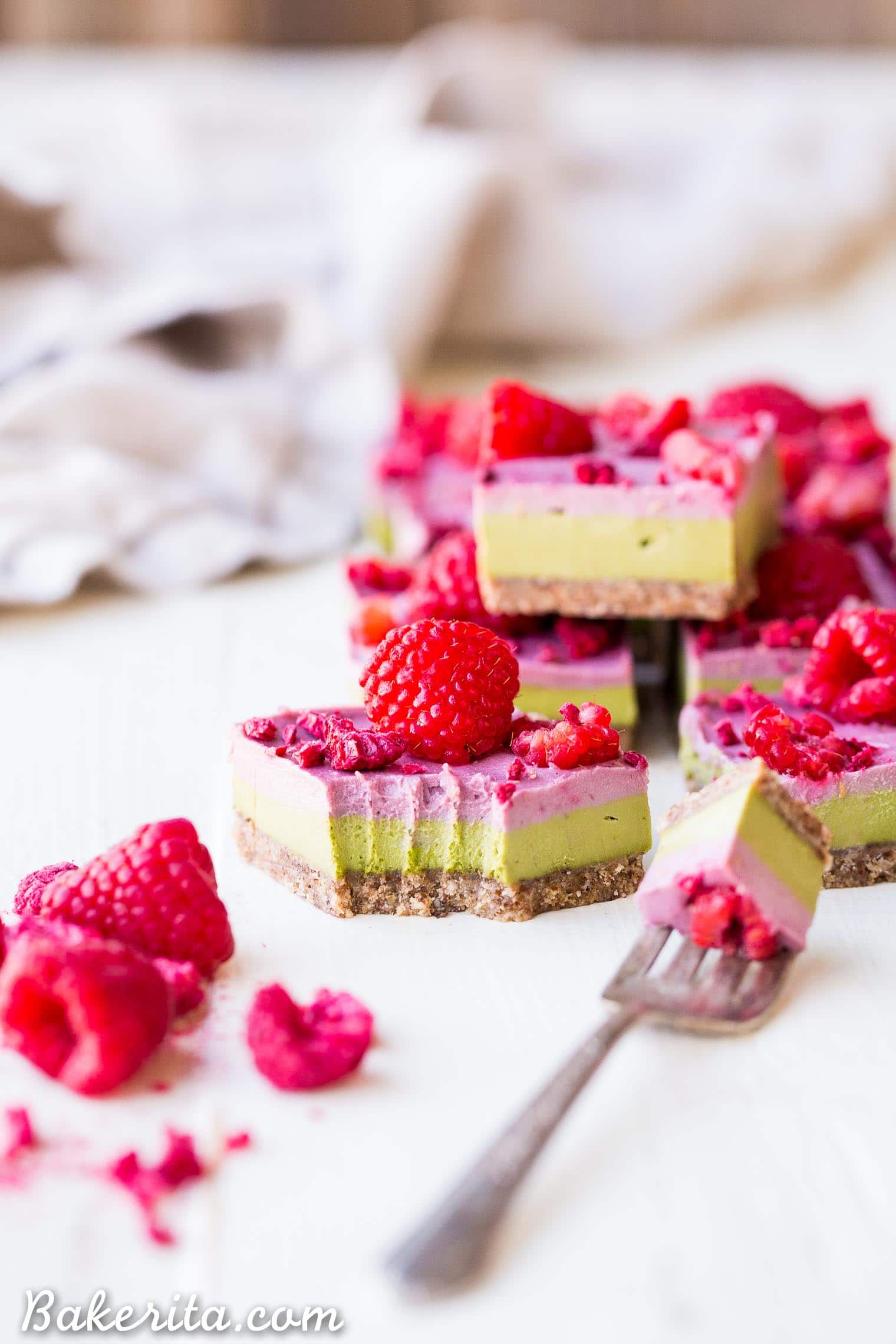 Layered Raspberry Matcha Bars - Gluten Free, Paleo, Refined Sugar Free, Dairy Free & Vegan