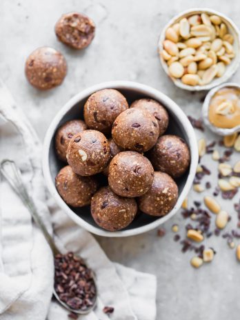 These Cacao Peanut Butter Fat Bombs taste like an indulgent treat, but they're actually super filling and fueling! Made with peanuts, peanut butter, and cacao nibs, these fat bombs are a gluten-free, keto, vegan, and low-sugar treat that makes the perfect snack. 