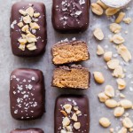 These Dark Chocolate Peanut Butter Truffle Bars are easy to make and SO delicious - these are the perfect healthier candy bar! They're gluten-free and grain-free with a vegan option.