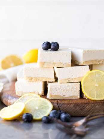 These No Bake Lemon Bars are incredibly smooth and creamy with a bright and tart lemon flavor. These gluten-free, paleo and vegan lemon bars come together quickly and easily in a blender. 