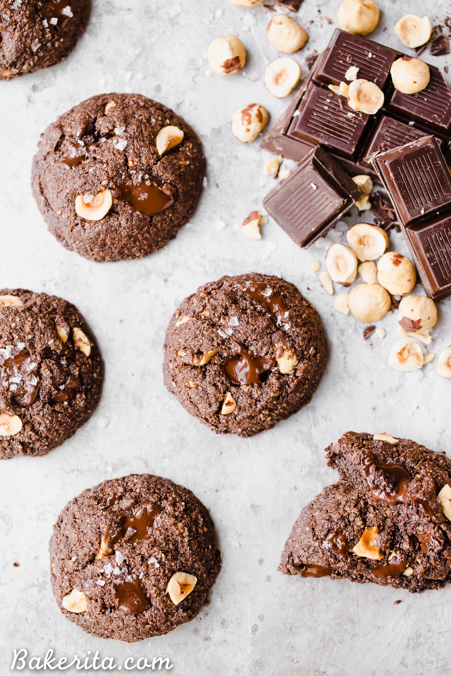 These Double Chocolate Hazelnut Cookies are soft, fudgy, and incredibly chocolatey! These irresistible cookies are loaded with melty dark chocolate chunks and crunchy hazelnuts, and you'd never guess they're gluten-free, paleo, and vegan.