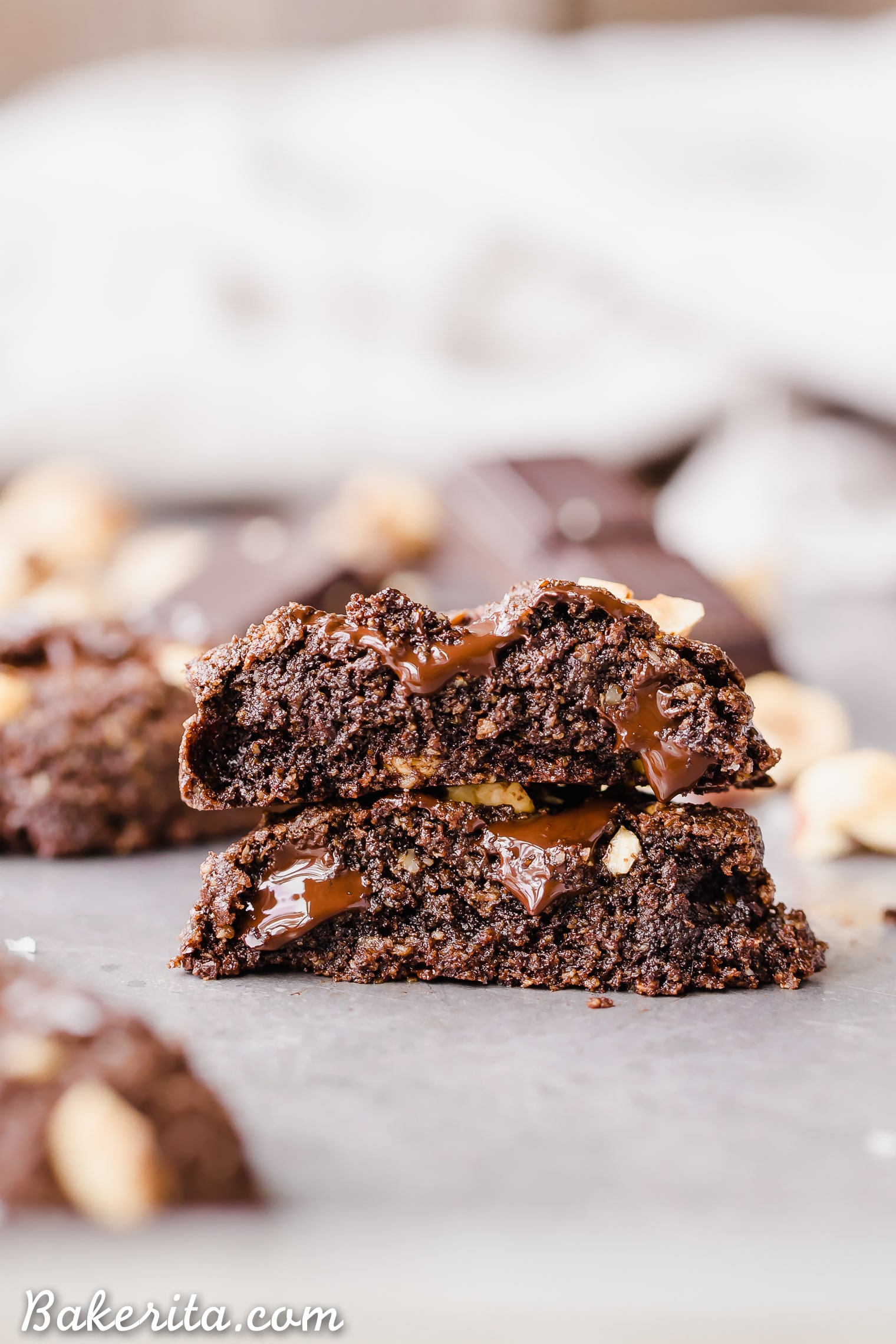 These Double Chocolate Hazelnut Cookies are soft, fudgy, and incredibly chocolatey! These irresistible cookies are loaded with melty dark chocolate chunks and crunchy hazelnuts, and you'd never guess they're gluten-free, paleo, and vegan. 