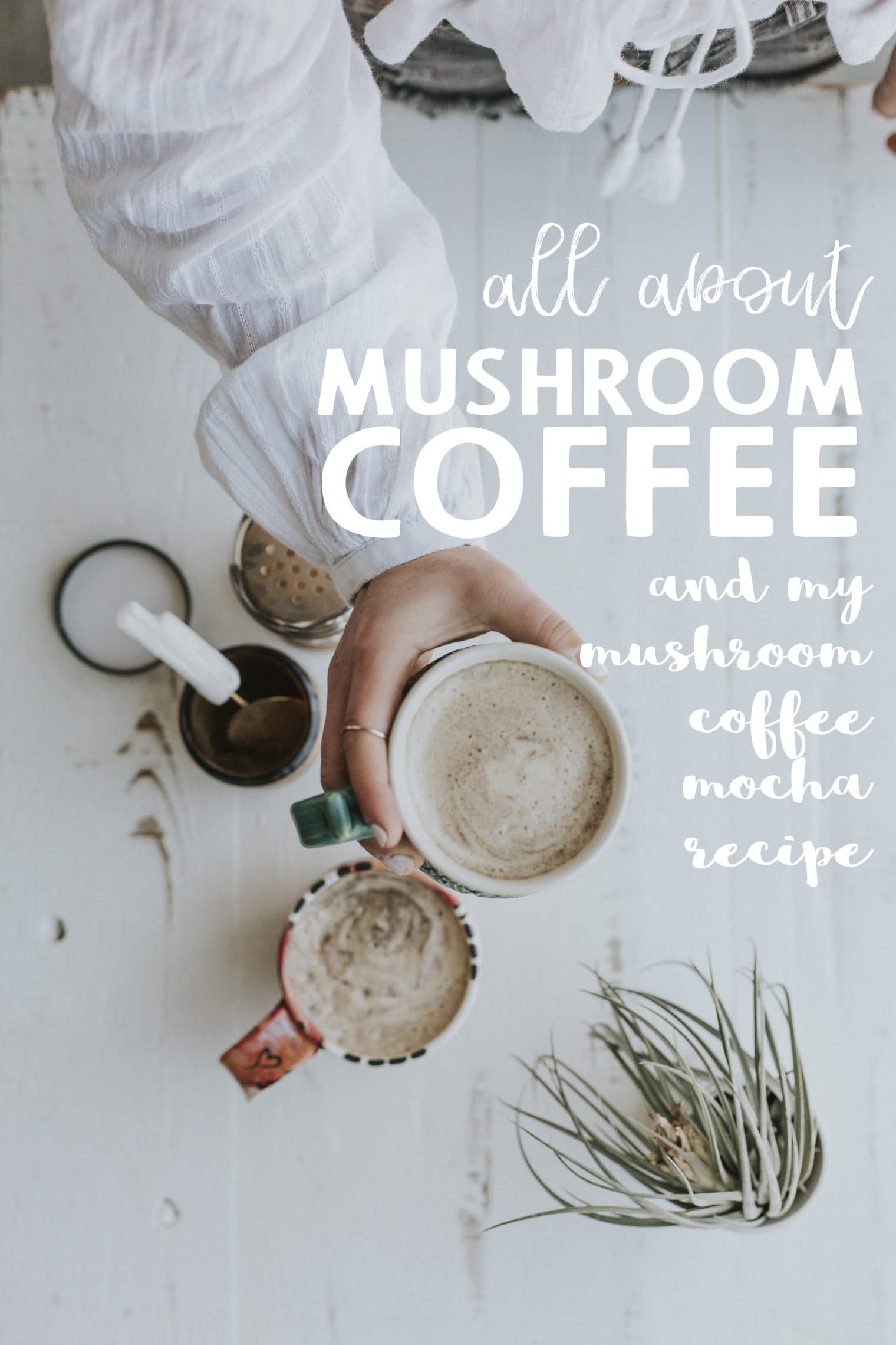 All About Mushroom Coffee + My Mushroom Coffee Mocha Recipe! This post will answer all of your questions about my mushroom coffee drink. It's energizing, filling, and so delicious.