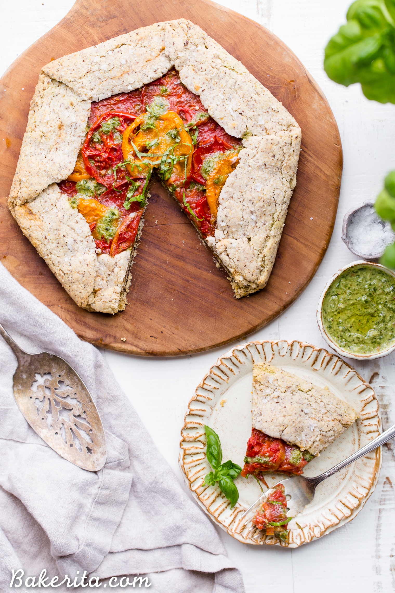 Pesto + Heirloom Tomato Galette Gluten Free, Paleo + Vegan • Bakerita